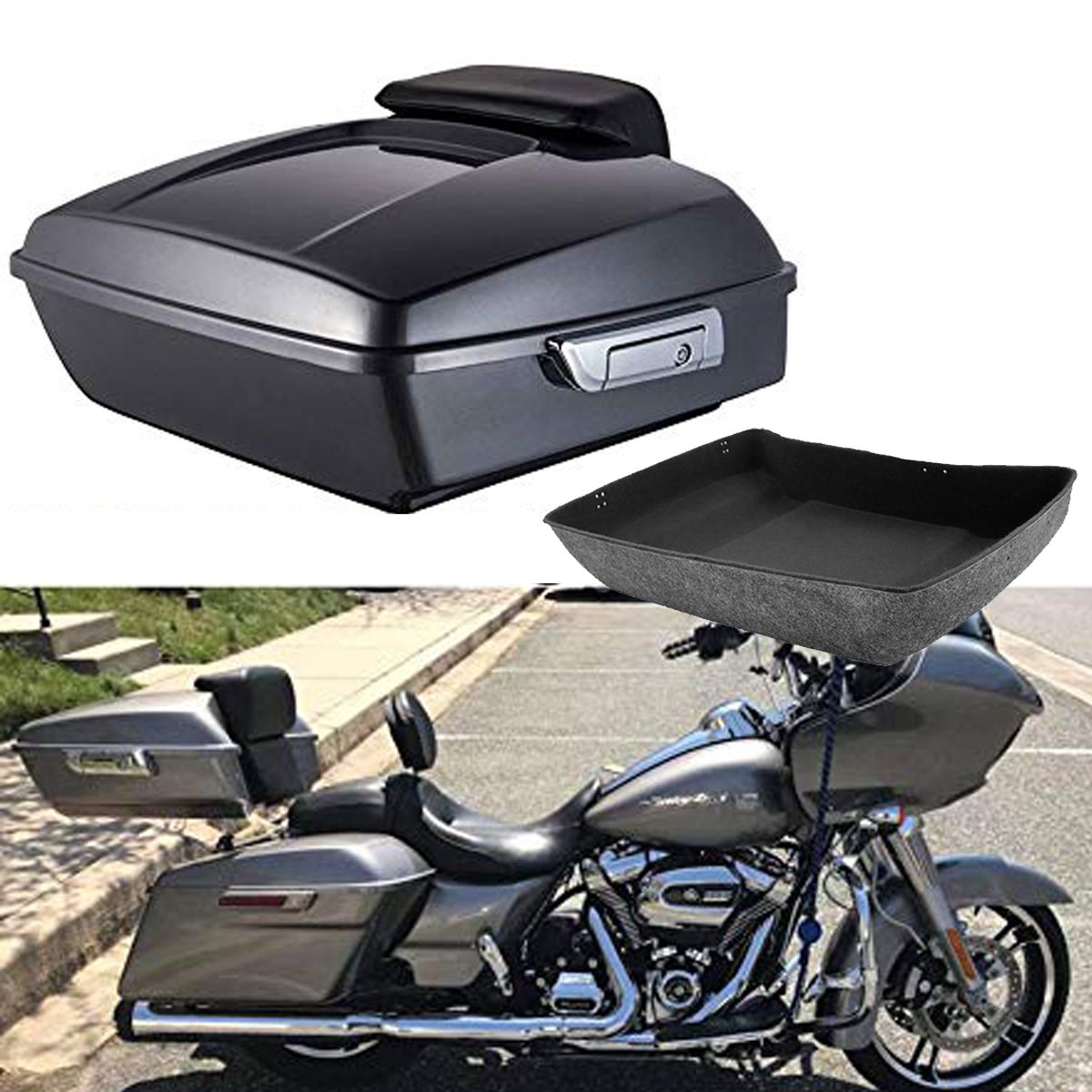 Chopped Trunk W/ Backrest For Harley Tour Pak Touring Road King Glide 2014-2019 